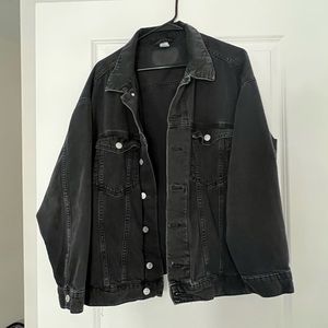 Oversized black denim jacket H&M